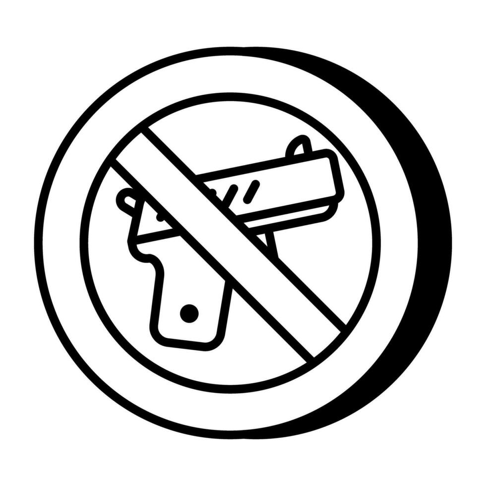 A colored design icon of no gun vector