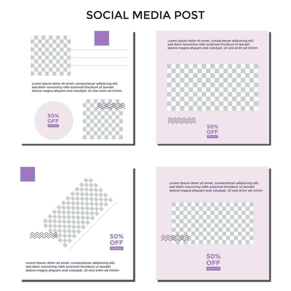 ABSTRACT SQUARE BACKGROUND EDITABLE POST SOCIAL MEDIA BANNER TEMPLATE SALES SET PASTEL COLOR. PROMO DISCOUNT BRAND COVER DESIGN VECTOR
