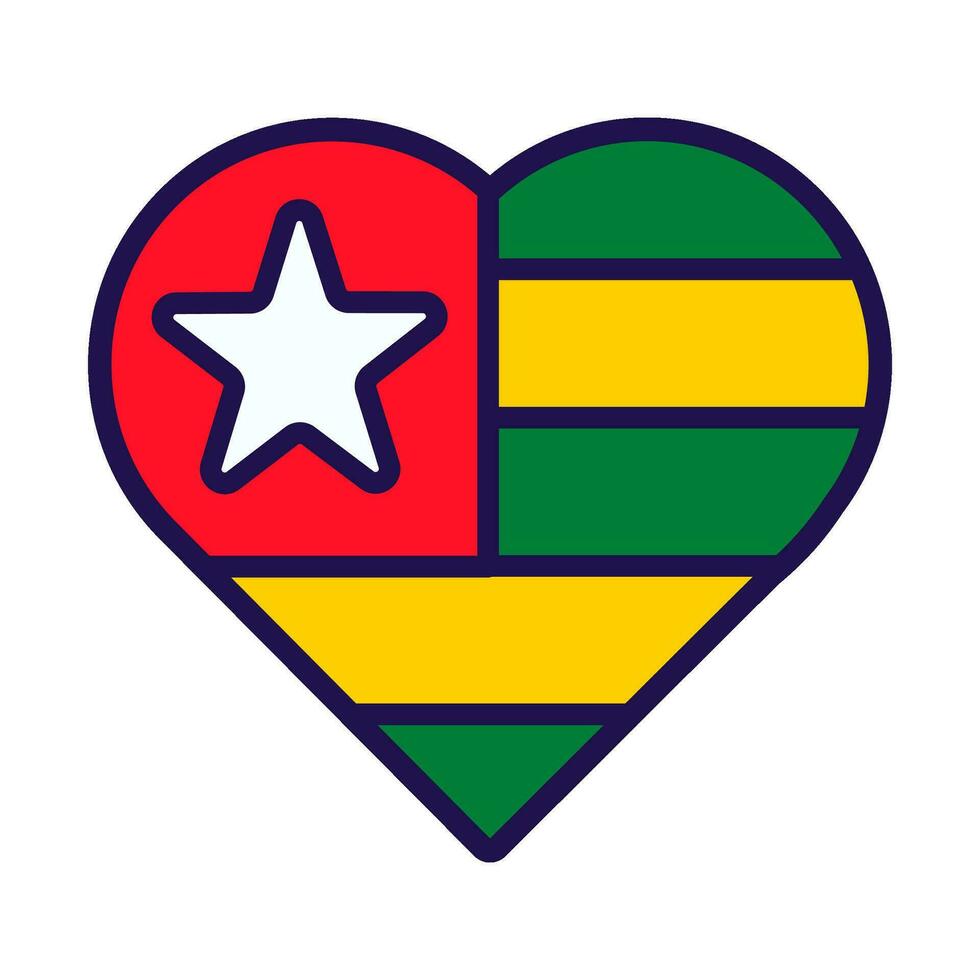 Togo Flag Festive Patriot Heart Outline Icon vector