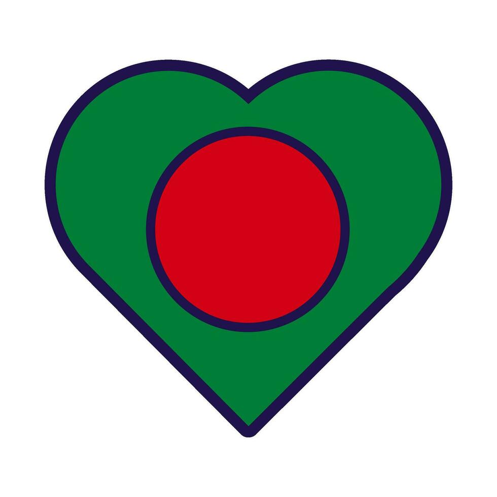 Bangladesh Flag Festive Patriot Heart Outline Icon vector