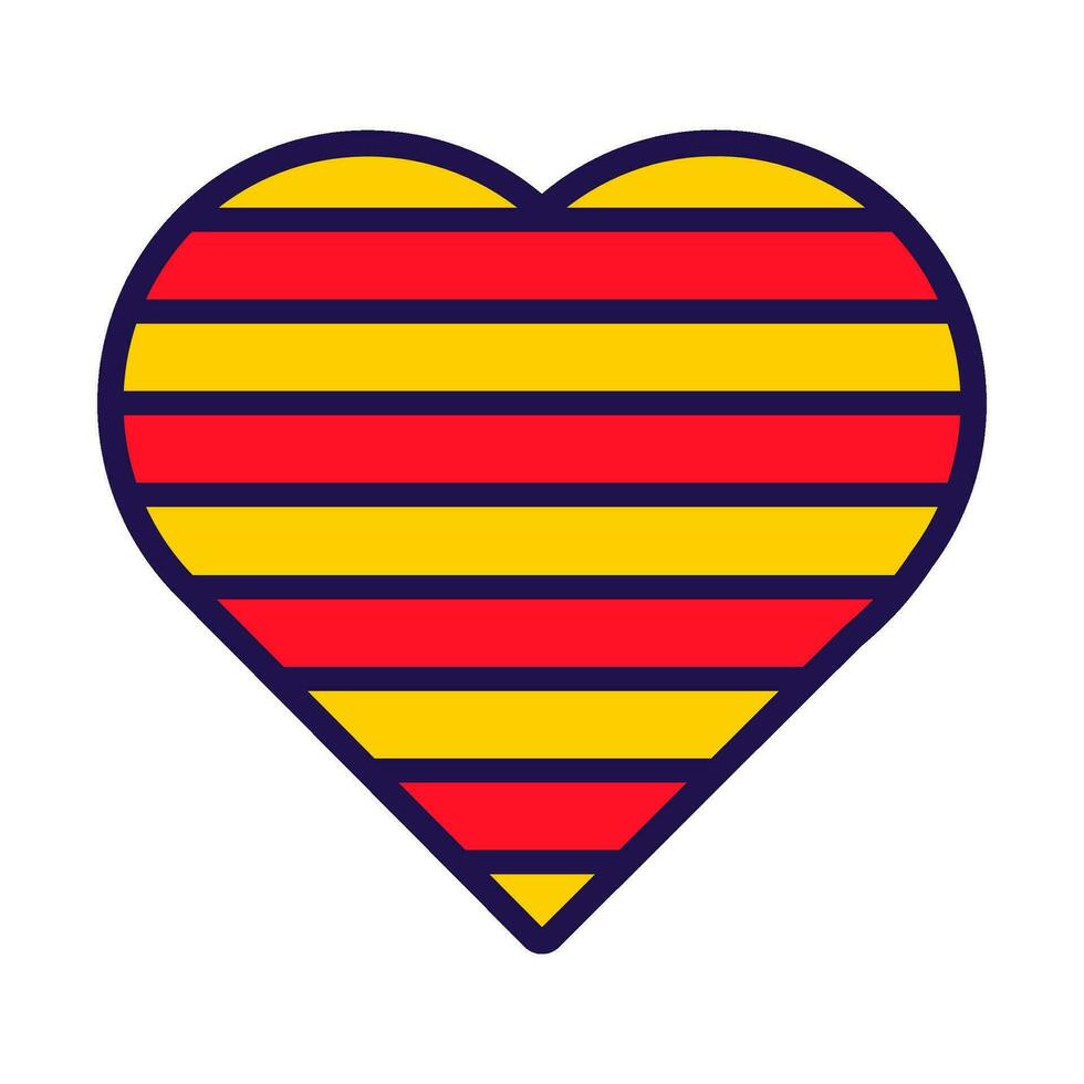 Cataluña bandera festivo patriota corazón contorno icono vector