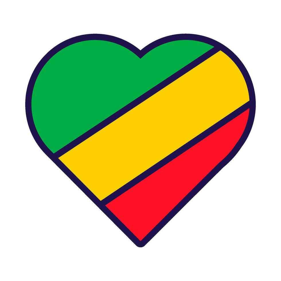 Congo Republic Flag Festive Heart Outline Icon vector