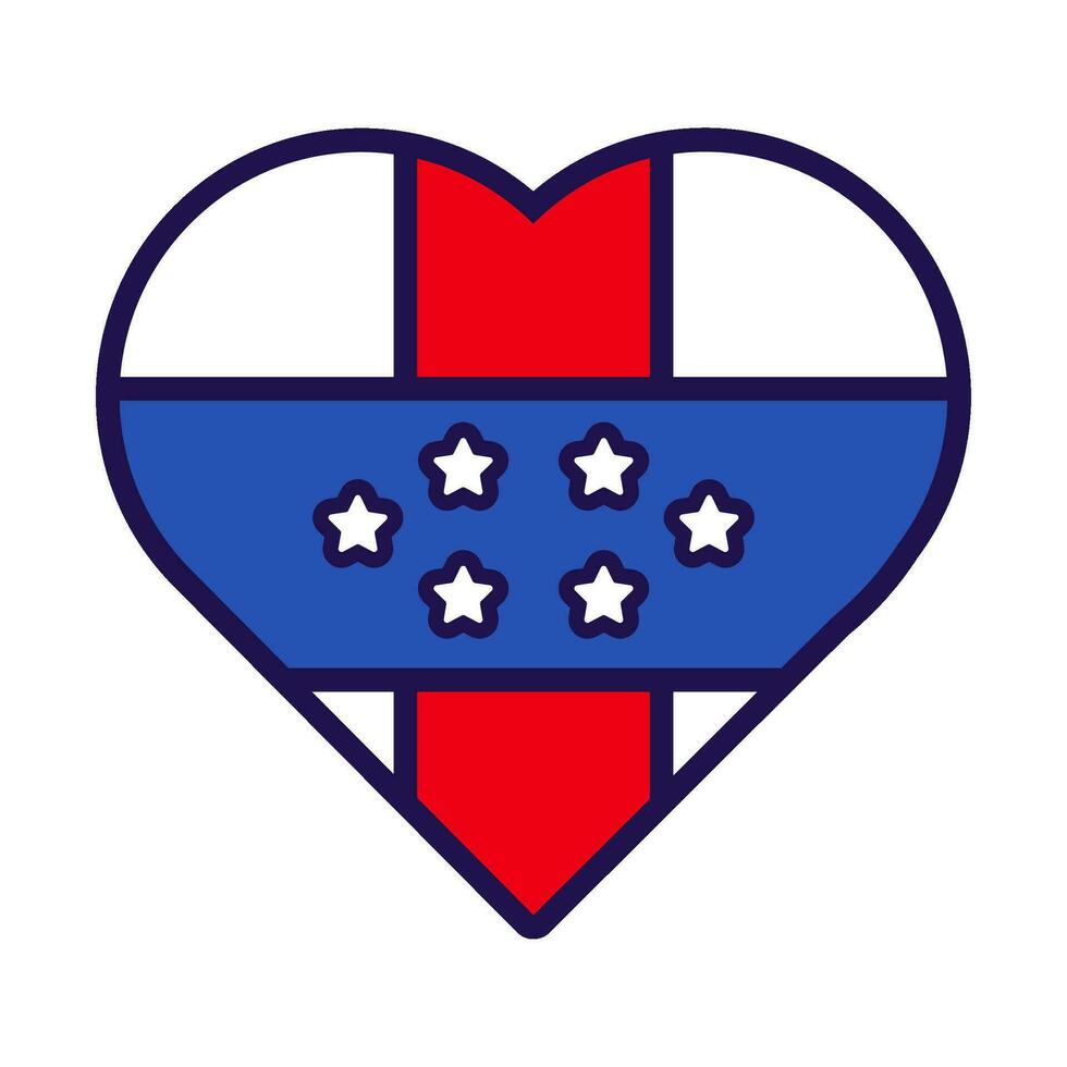 Antilles Flag Festive Patriot Heart Outline Icon vector
