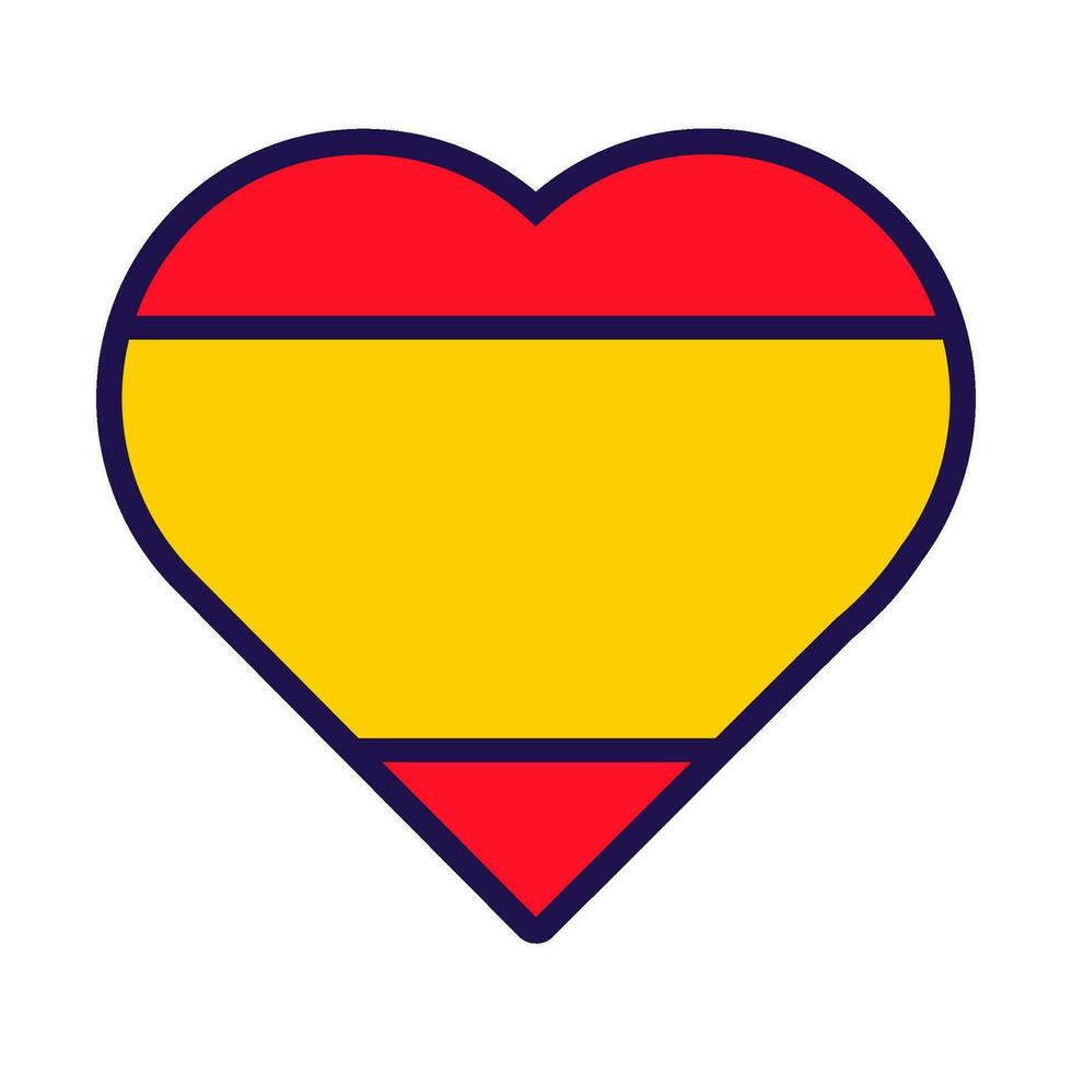 Spain Flag Festive Patriot Heart Outline Icon vector