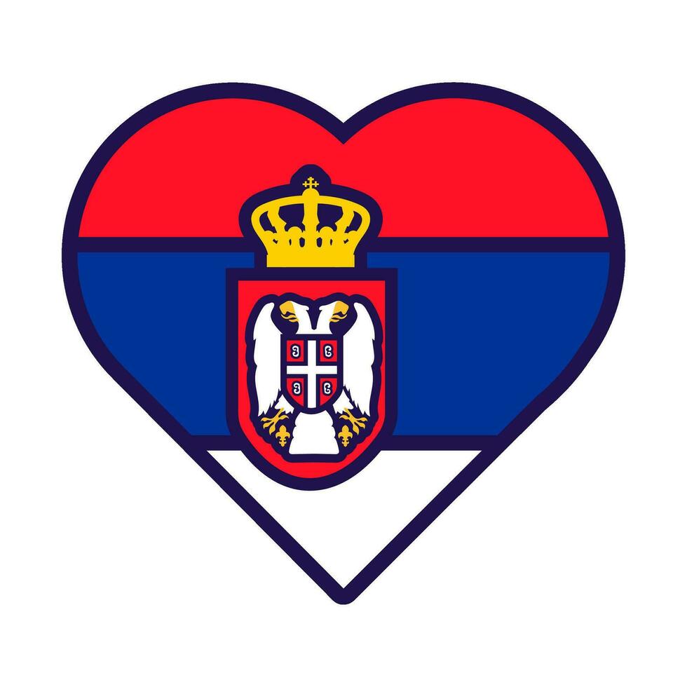 Serbia Flag Festive Patriot Heart Outline Icon vector
