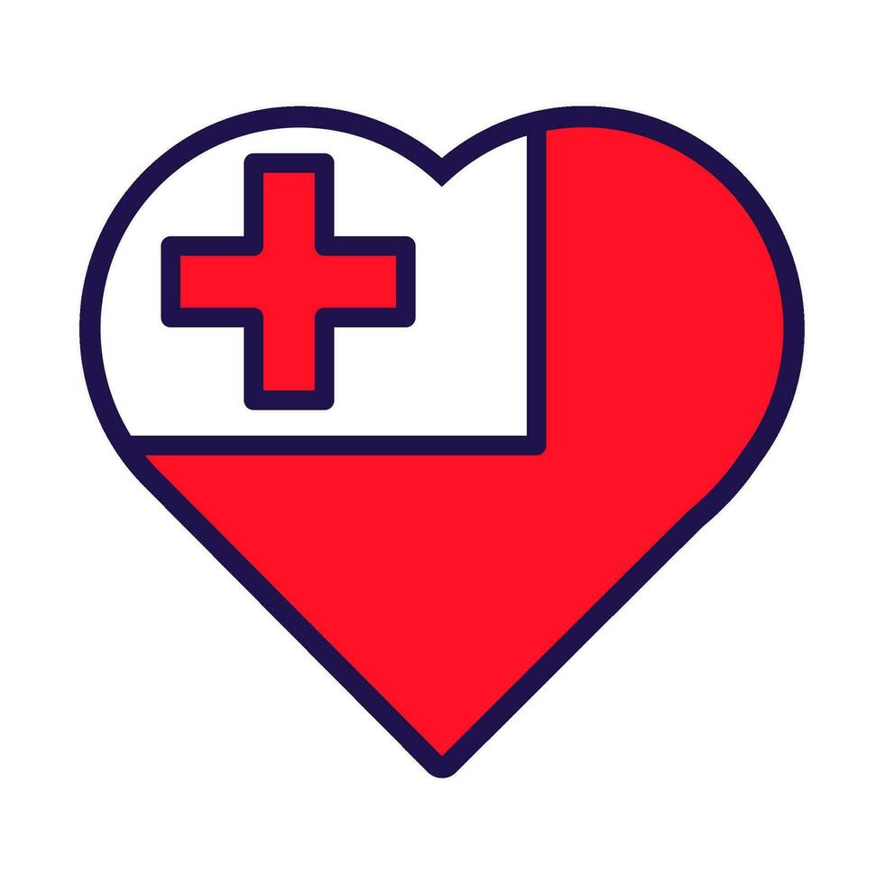 Tonga Flag Festive Patriot Heart Outline Icon vector