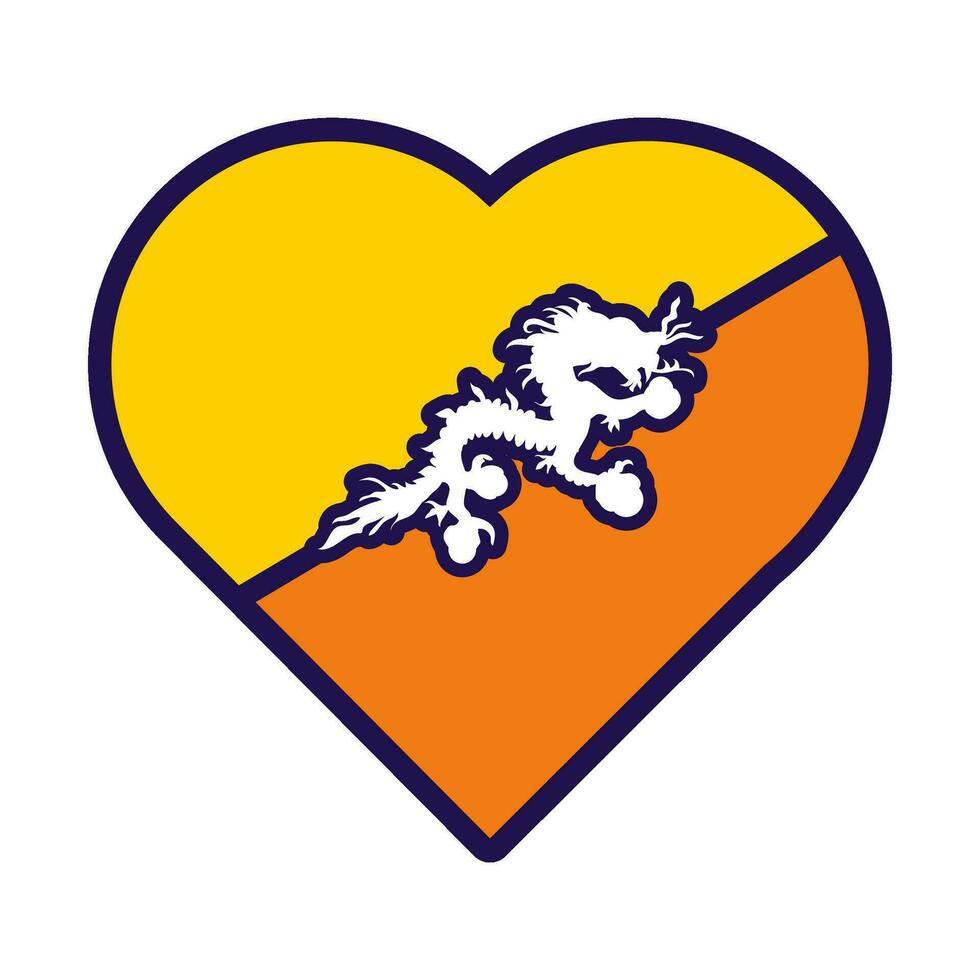 Bután bandera festivo patriota corazón contorno icono vector