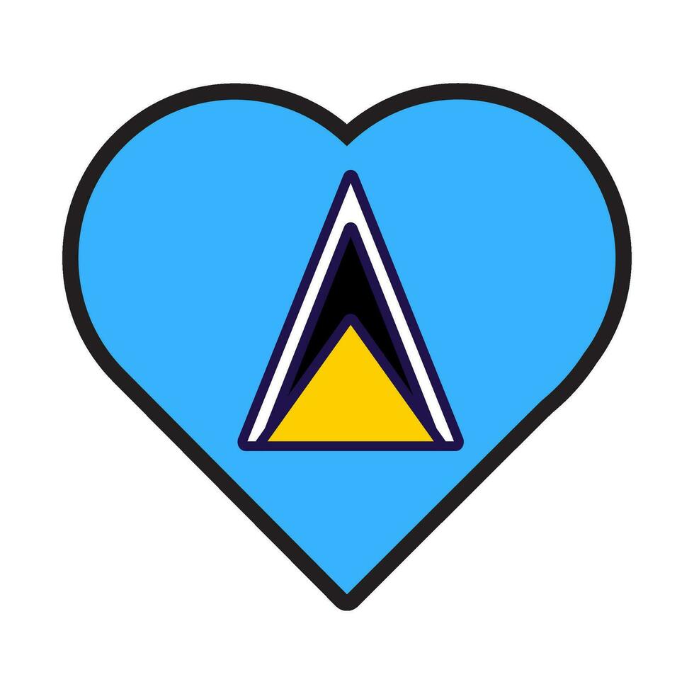 Saint Lucia Flag Festive Heart Outline Icon vector