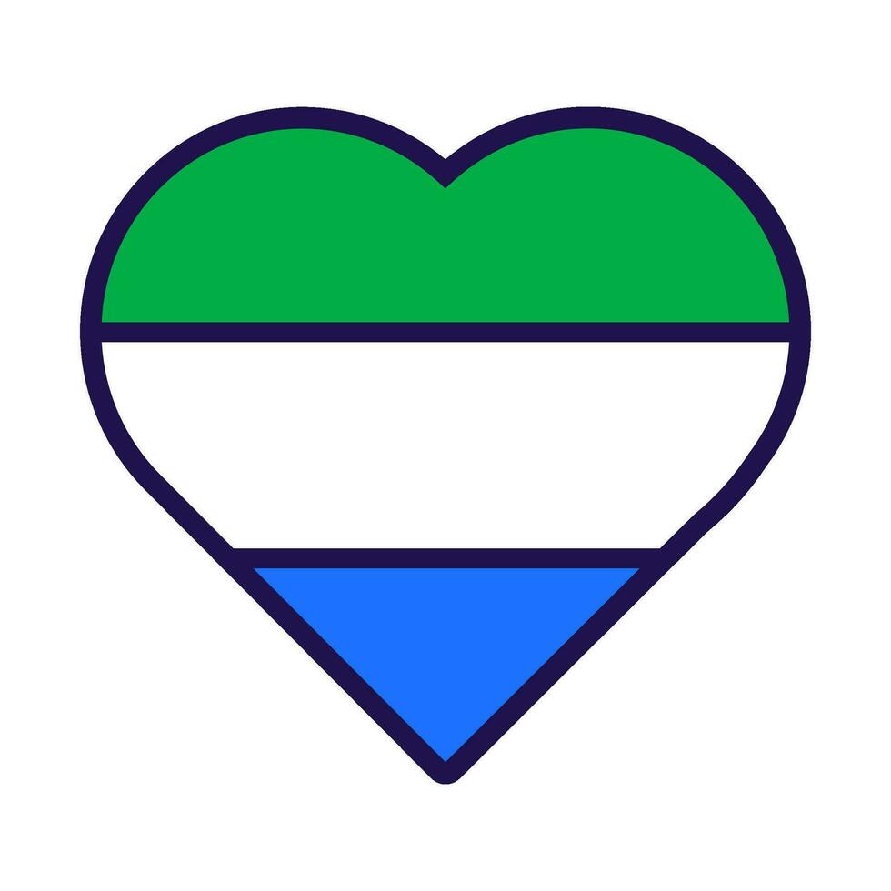 Sierra Leone Flag Festive Heart Outline Icon vector