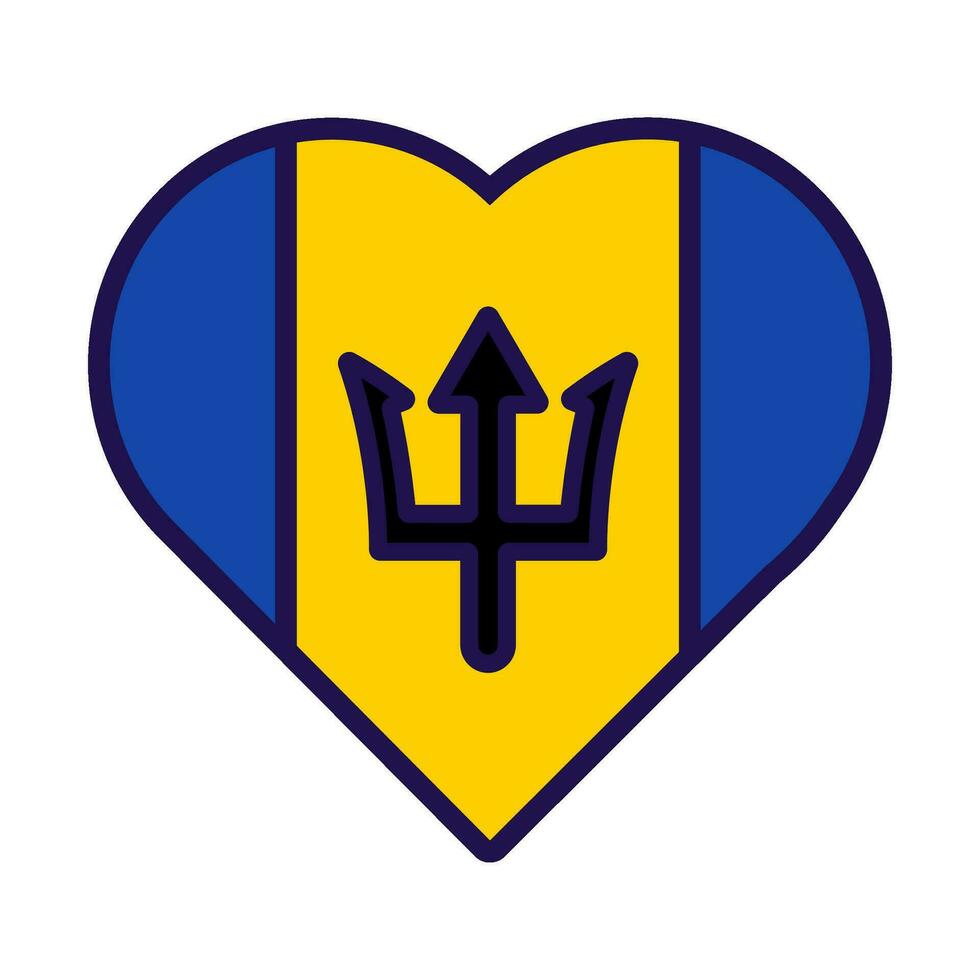Barbados Flag Festive Patriot Heart Outline Icon vector