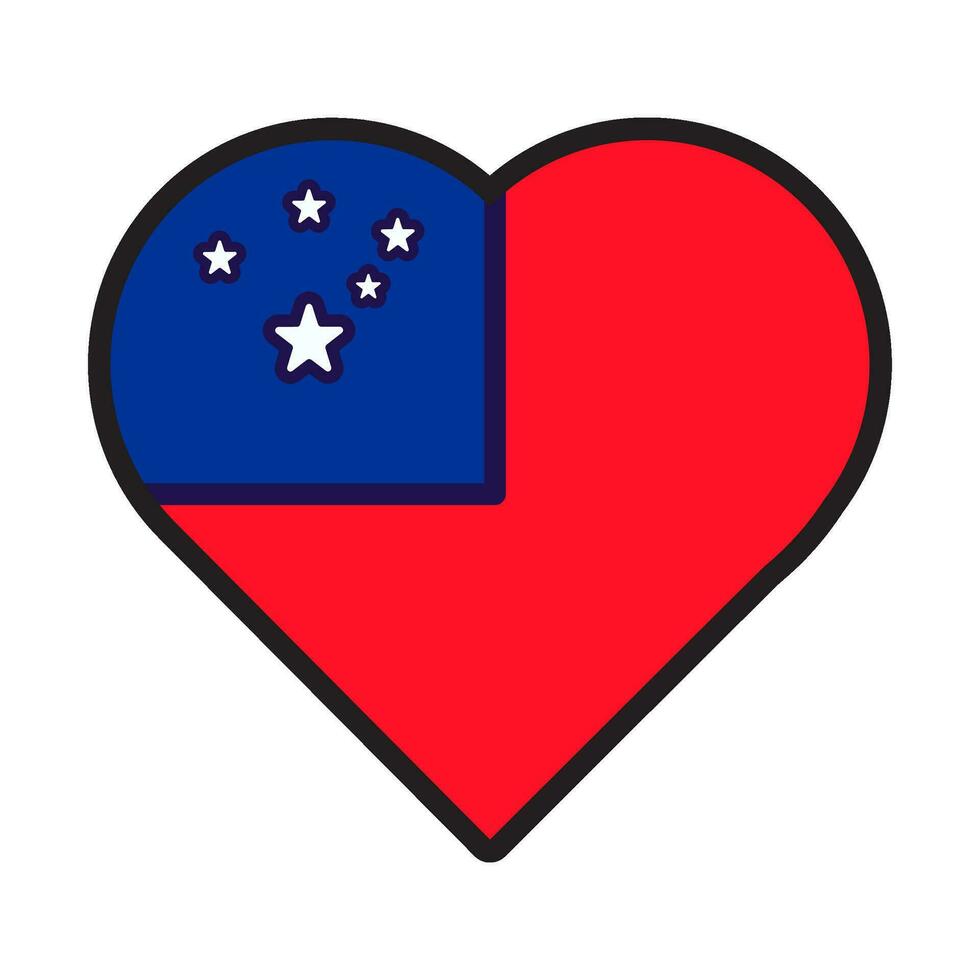Samoa Flag Festive Patriot Heart Outline Icon vector