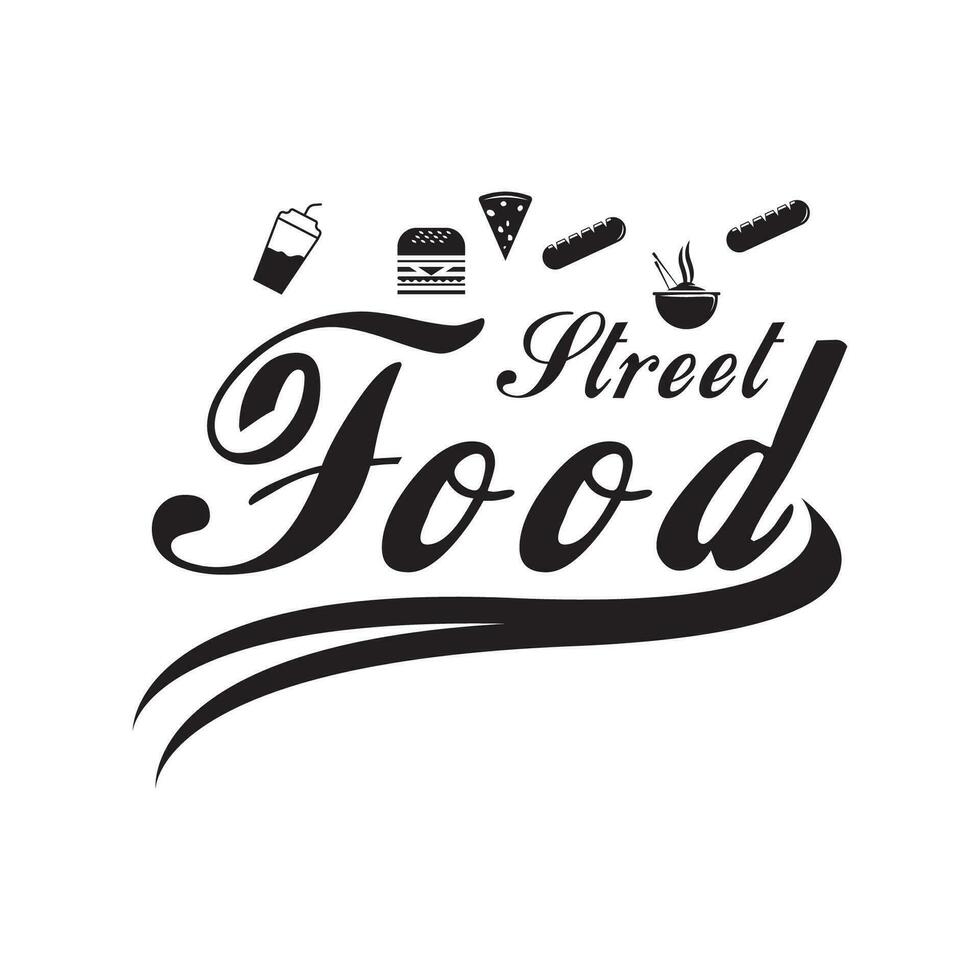 calle comida tiza escritura tipografía para restaurante café bar logo vector