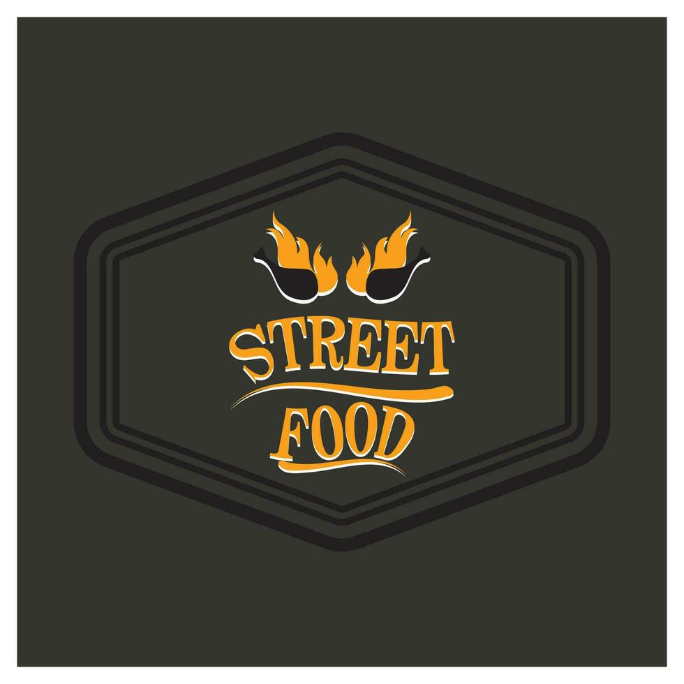 Street Food Chalk Handwriting Typography for Restaurant Cafe Bar logo vector