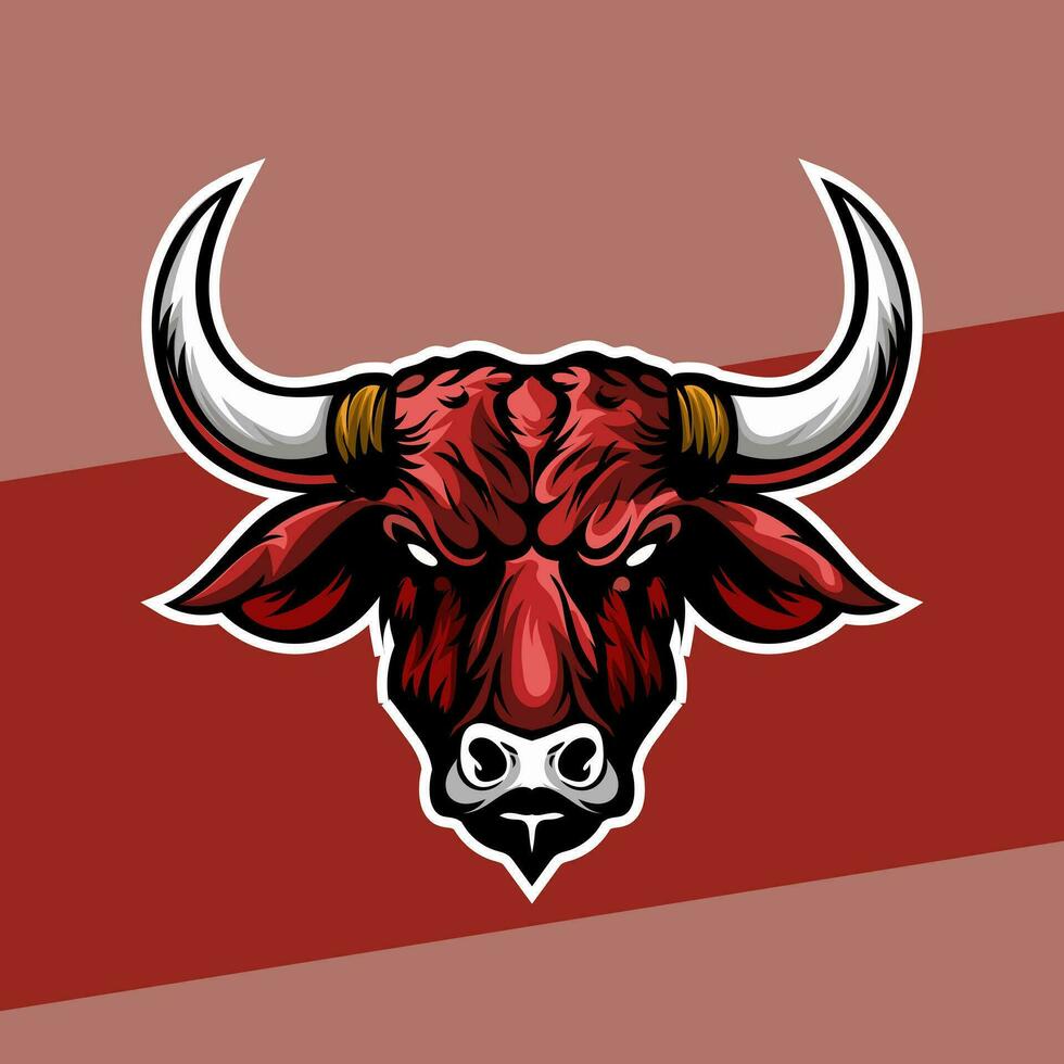 Mad Bull head mascot esport logo of a angry bull head, designed in esports illustration style vector