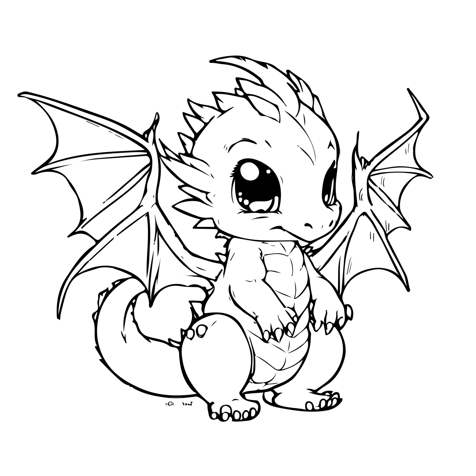 Hand drawing print education art character animal cute dragon outline black  and white toy cartoon sketch happy coloring page and coloring books  26569081 Vector Art at Vecteezy