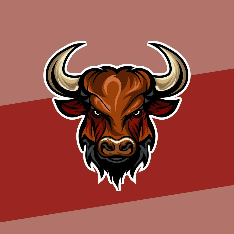 Mad Bull head mascot esport logo of a angry bull head, designed in esports illustration style vector