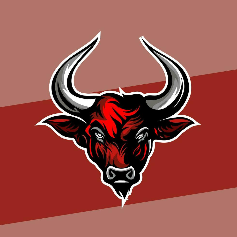 Mad Bull head mascot esport logo of a angry bull head, designed in esports illustration style vector