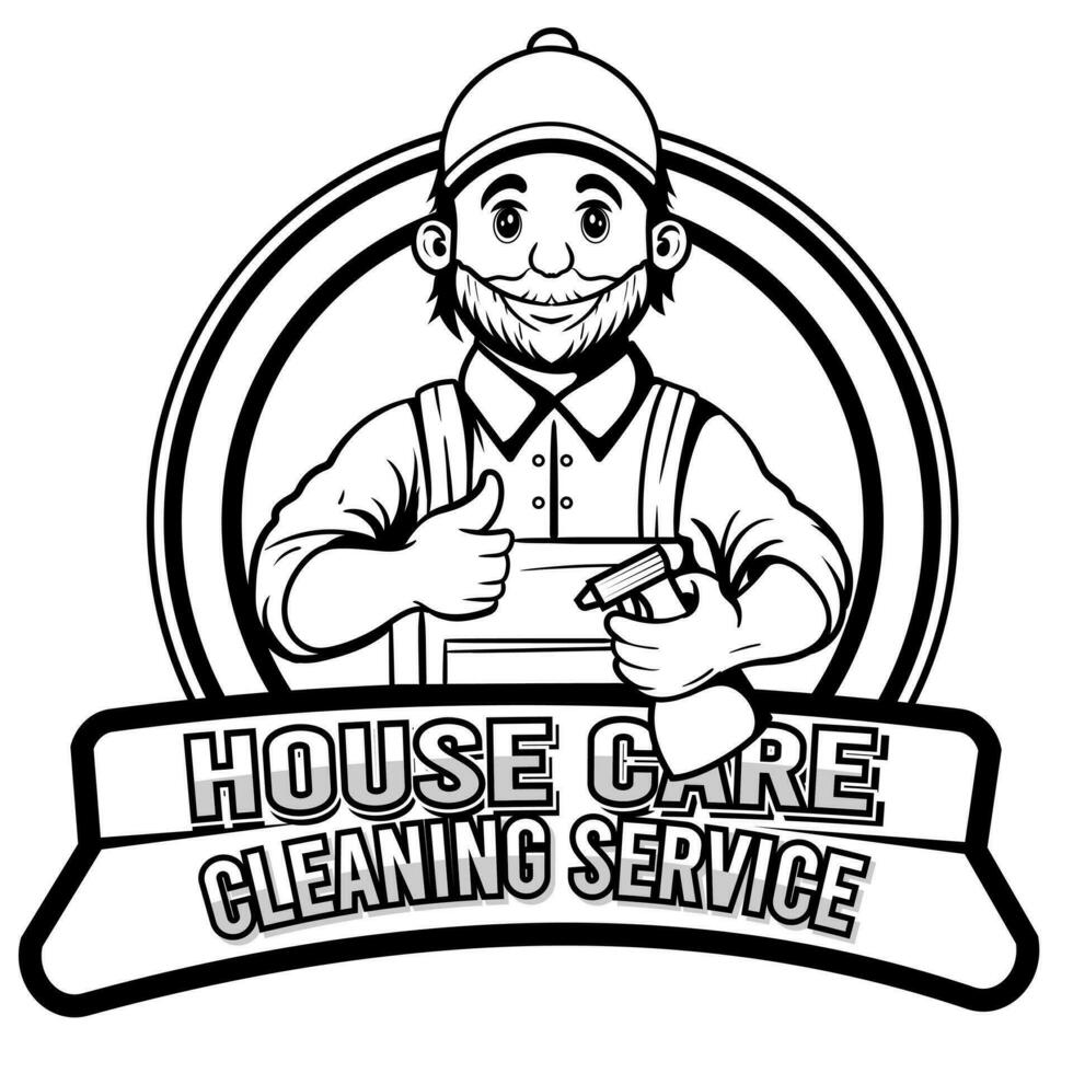 trabajador limpiador Servicio silueta negro solamente camisa diseño vector logo emblema ilustración aislado blanco antecedentes