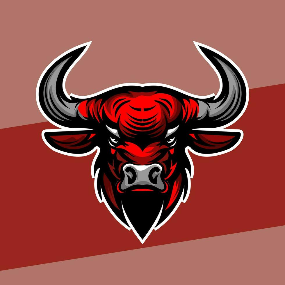 Mad Bull head mascot esport logo of a angry bull head, designed in esports illustration style vector