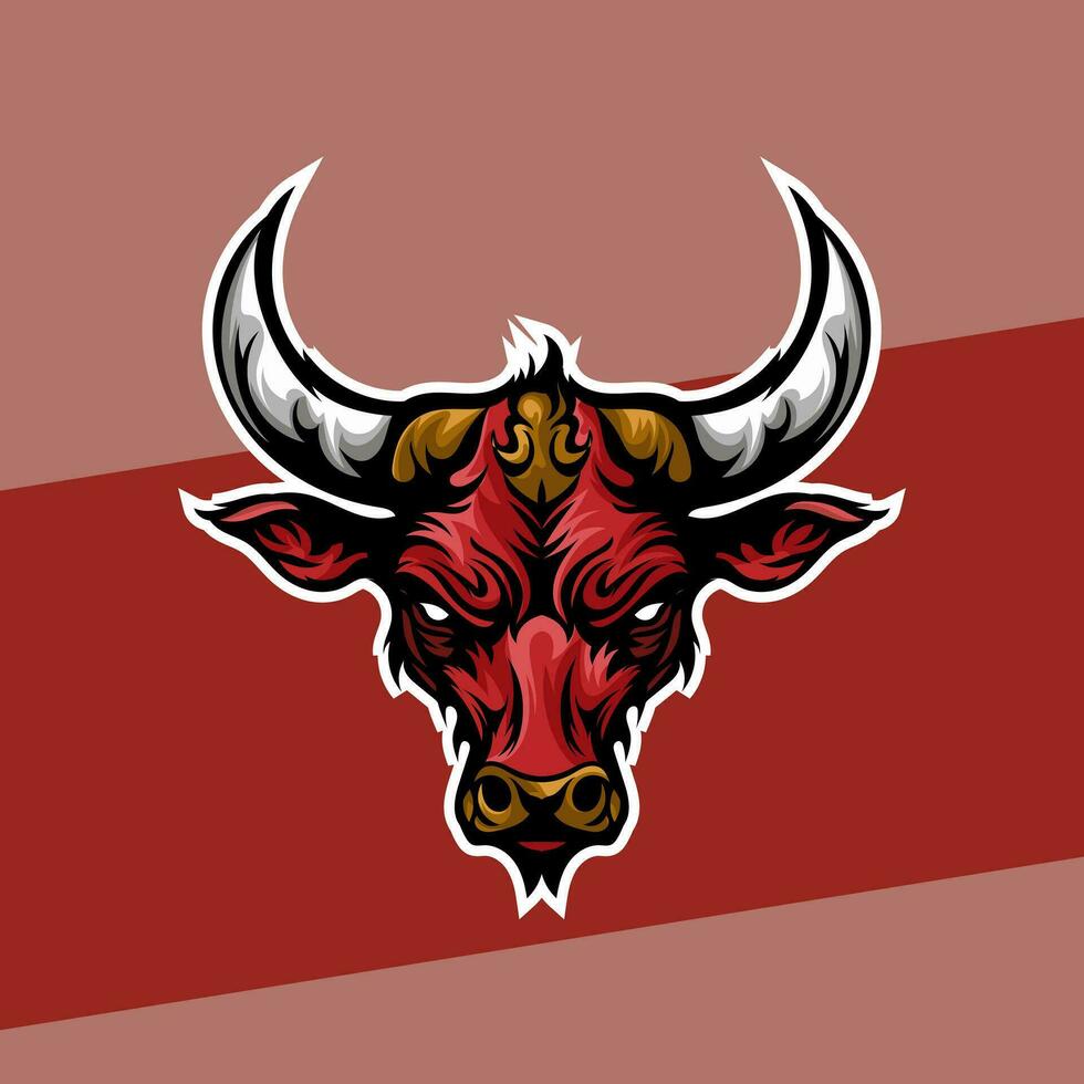 Mad Bull head mascot esport logo of a angry bull head, designed in esports illustration style vector