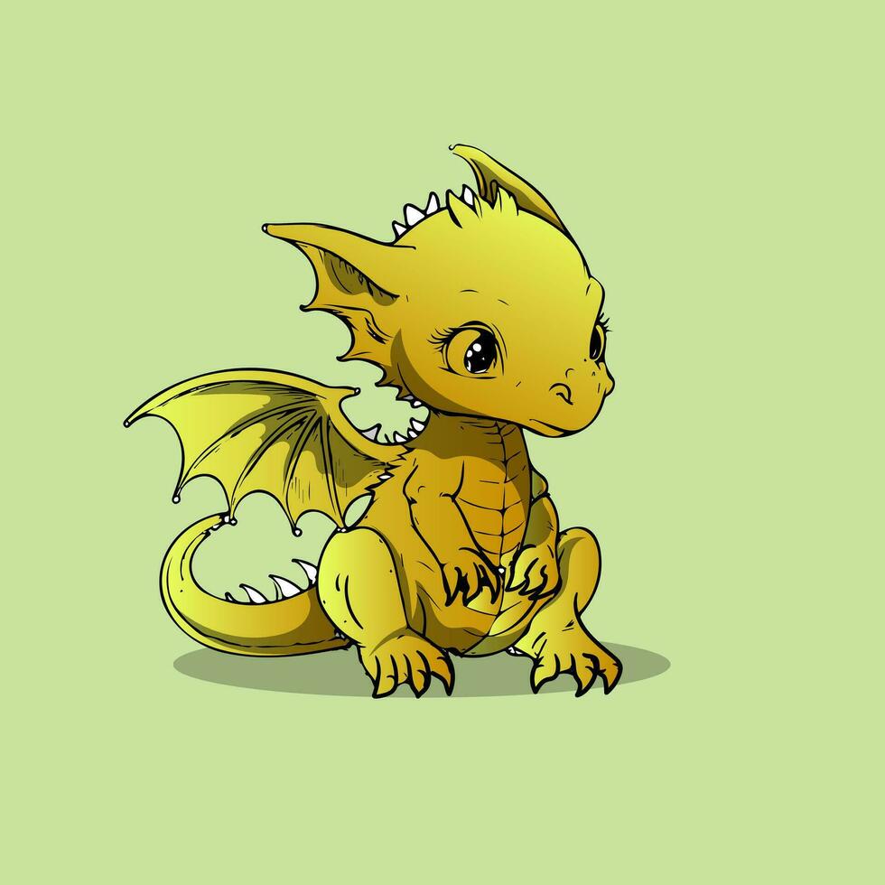 Cute chibi dragon vectors in cartoon style of cute for illustration tshirt or education kids element