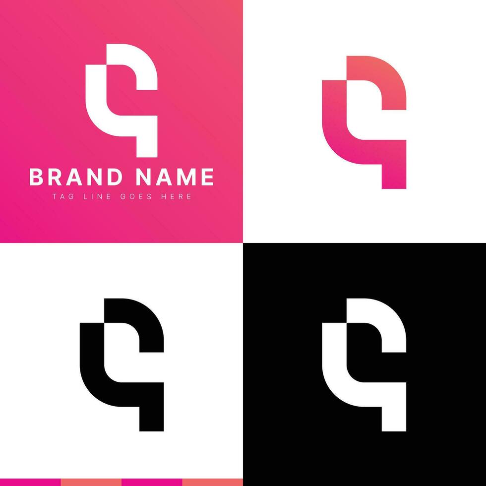 Modern Simple Initial Letter G Logo. Gradient Pink Balck Vector Logo. Flat Vector Logo Design Template.