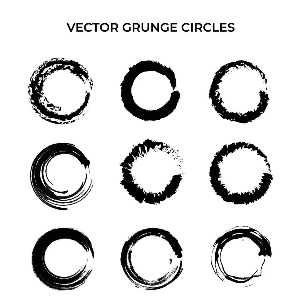 Grunge Circle Shapes Set Red Color Vector. Brush Stroke Style vector