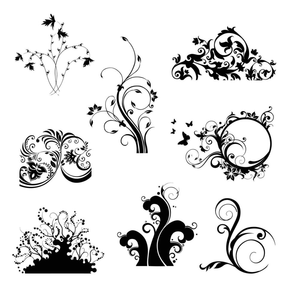 Clásico floral elementos conjunto vector
