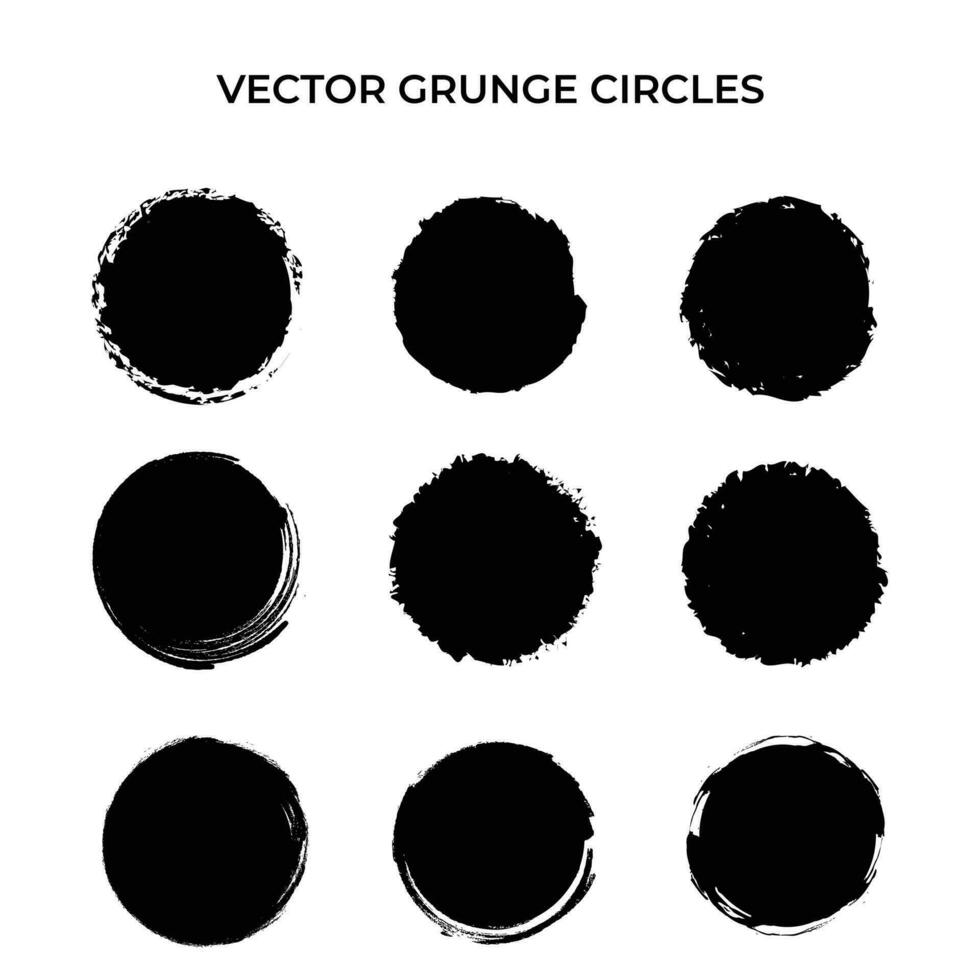 Grunge Circle Shapes Set Red Color Vector. Brush Stroke Style vector