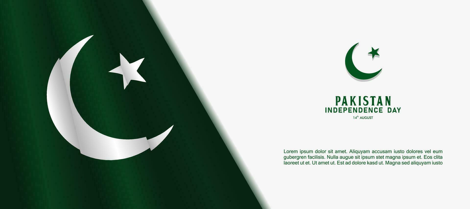 Happy Independence Day Republic Of Pakistan, 14 august. greeting card with white and green colors design vector