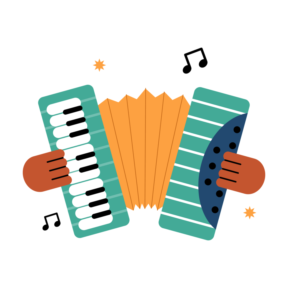 Accordion in flat style png