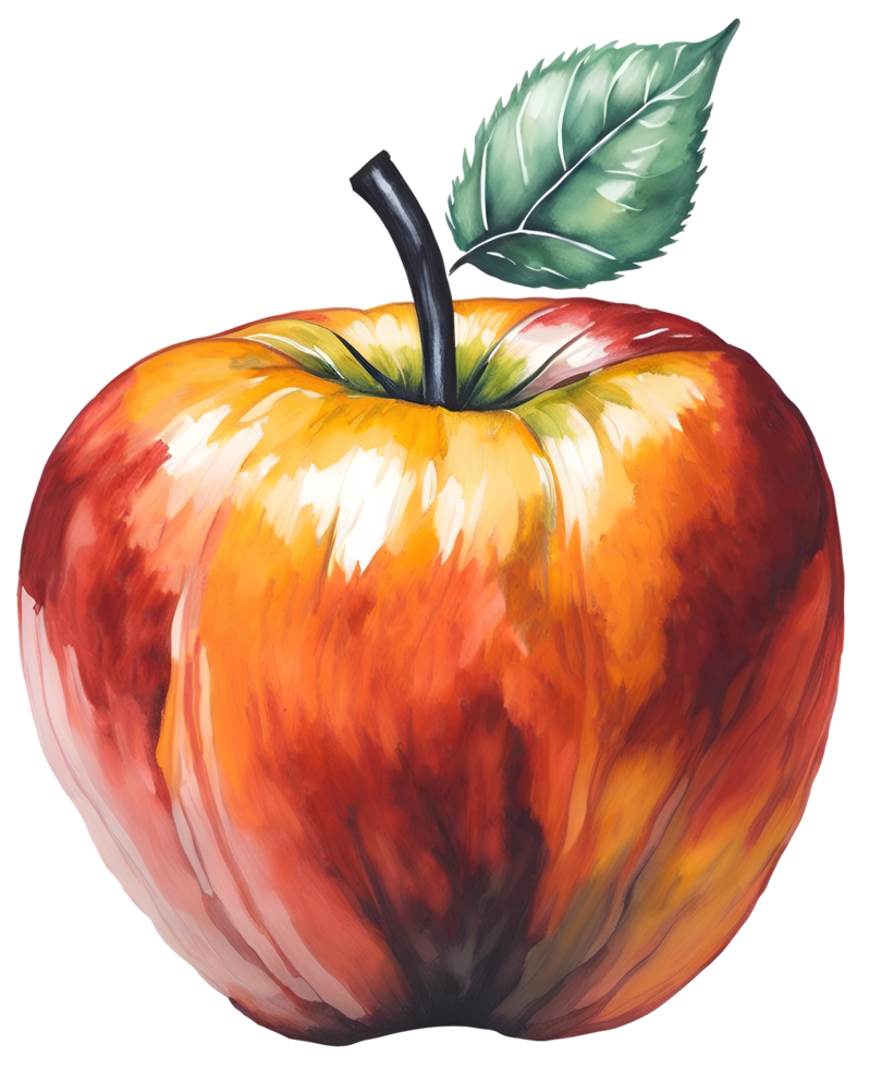 Watercolor red apple isolated on white background. AI Generative png