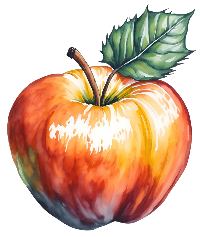 Watercolor red apple isolated on white background. AI Generative png