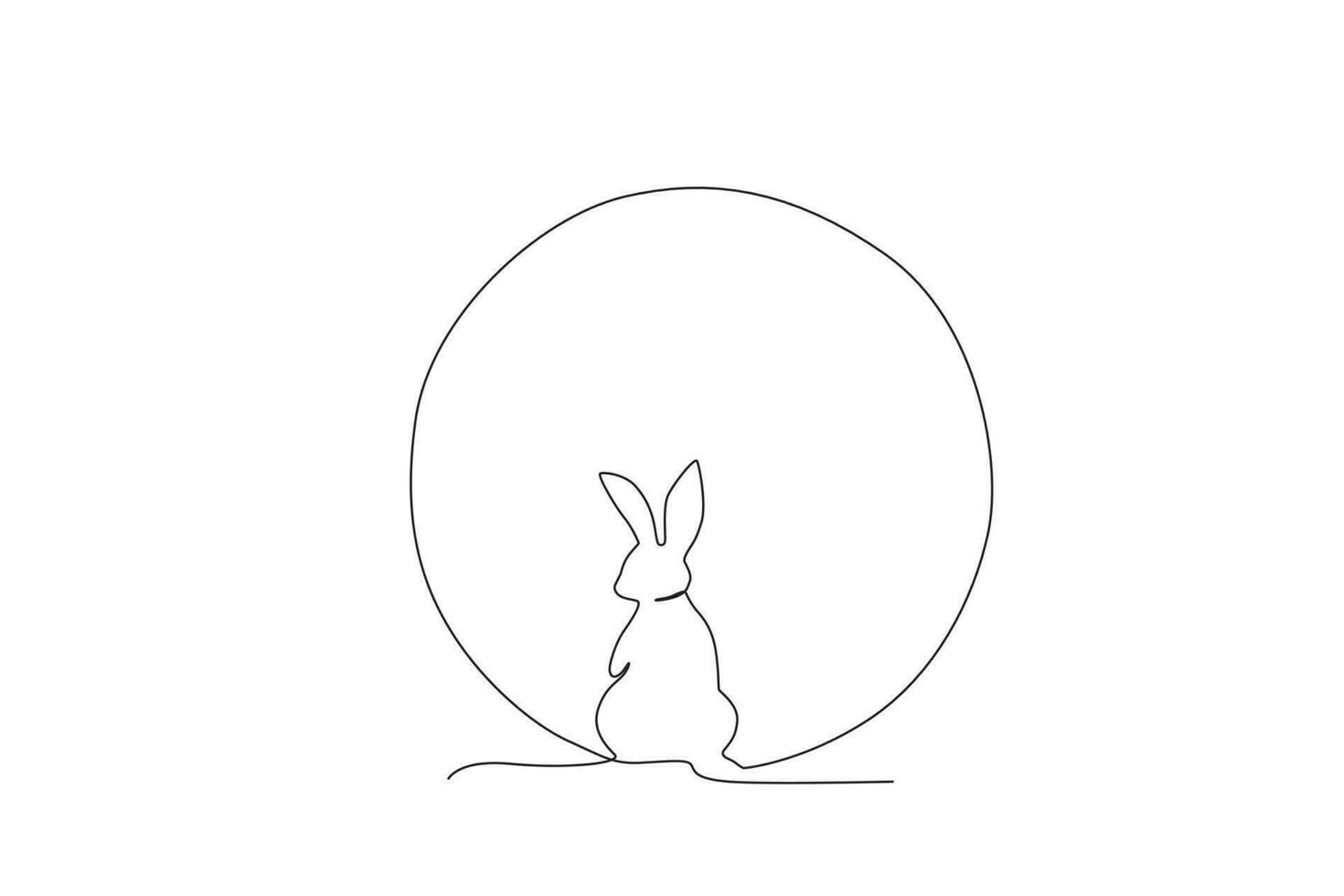 Back view of a rabbit and the moon vector