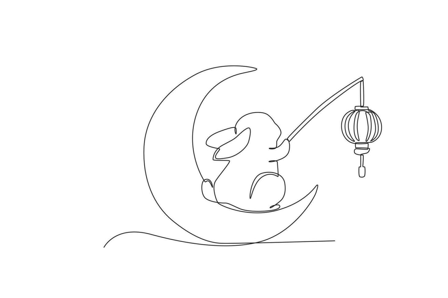 A Little rabbit holding lanterns on the moon vector