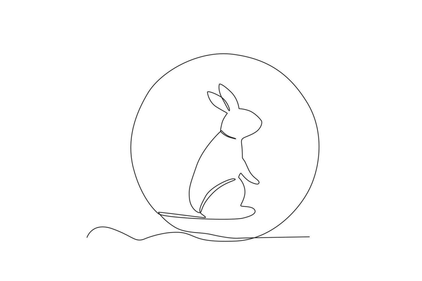 A rabbit cub sits on the moon vector
