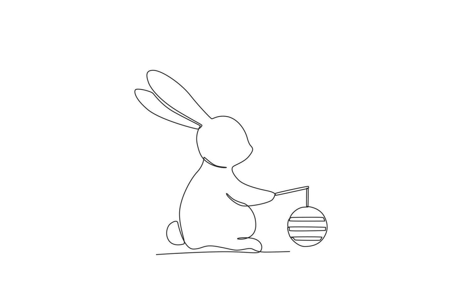 Back view of a bunny holding lantern vector