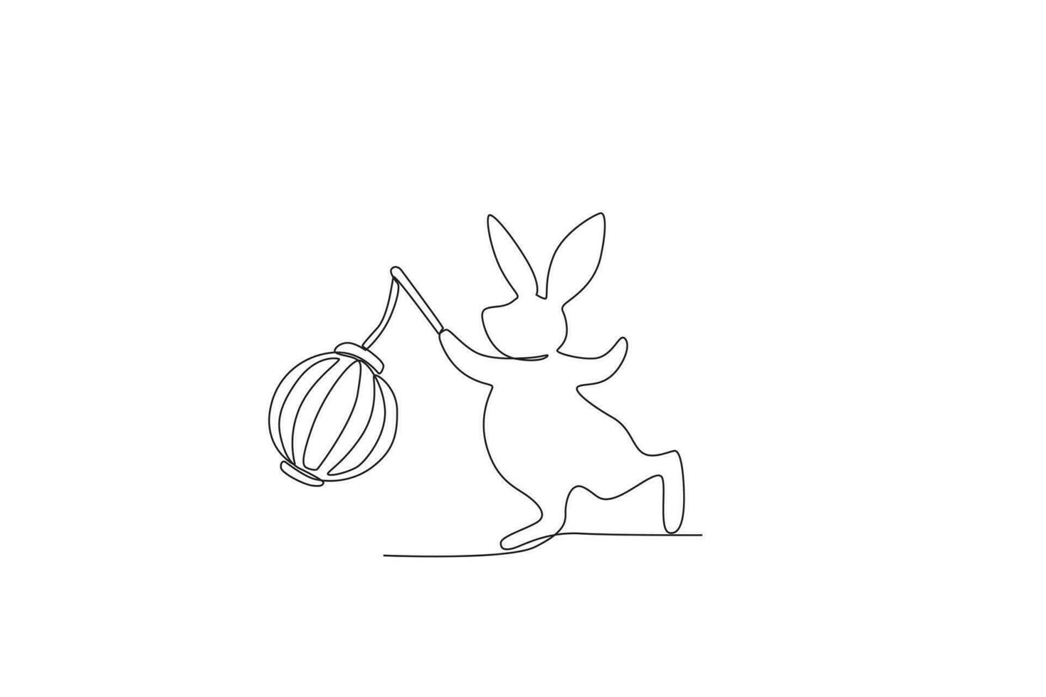 A happy rabbit playing lantern vector