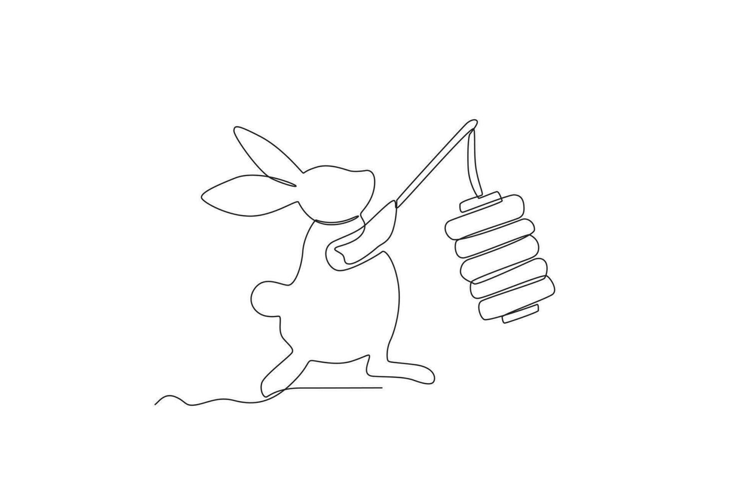 A rabbit holding a lantern on a mid-autumn day vector