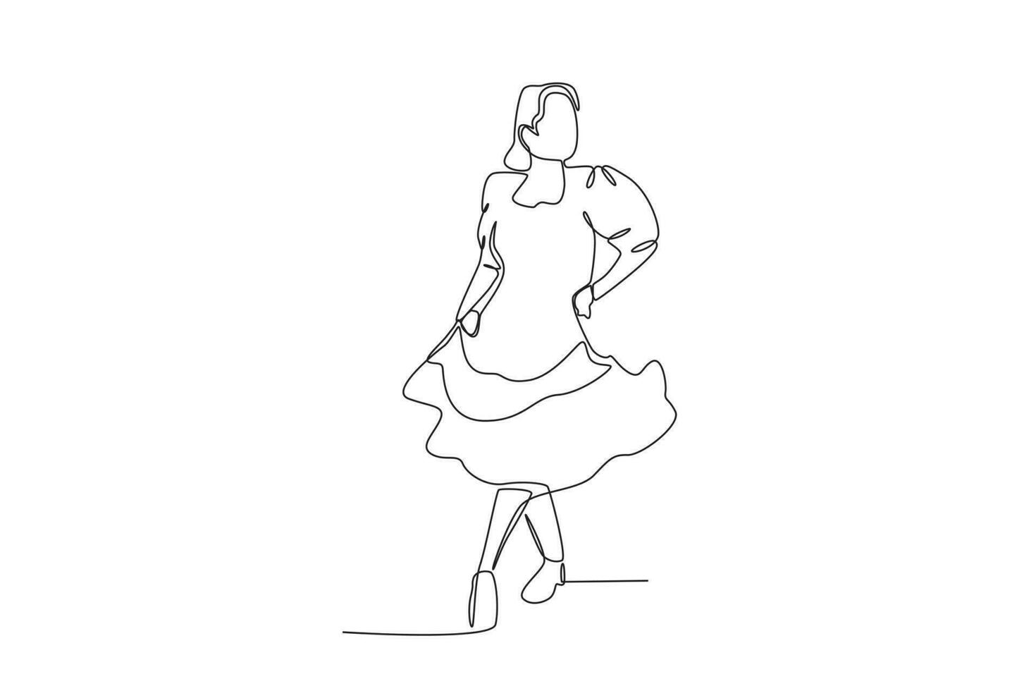un contento mujer bailando en un vestir vector