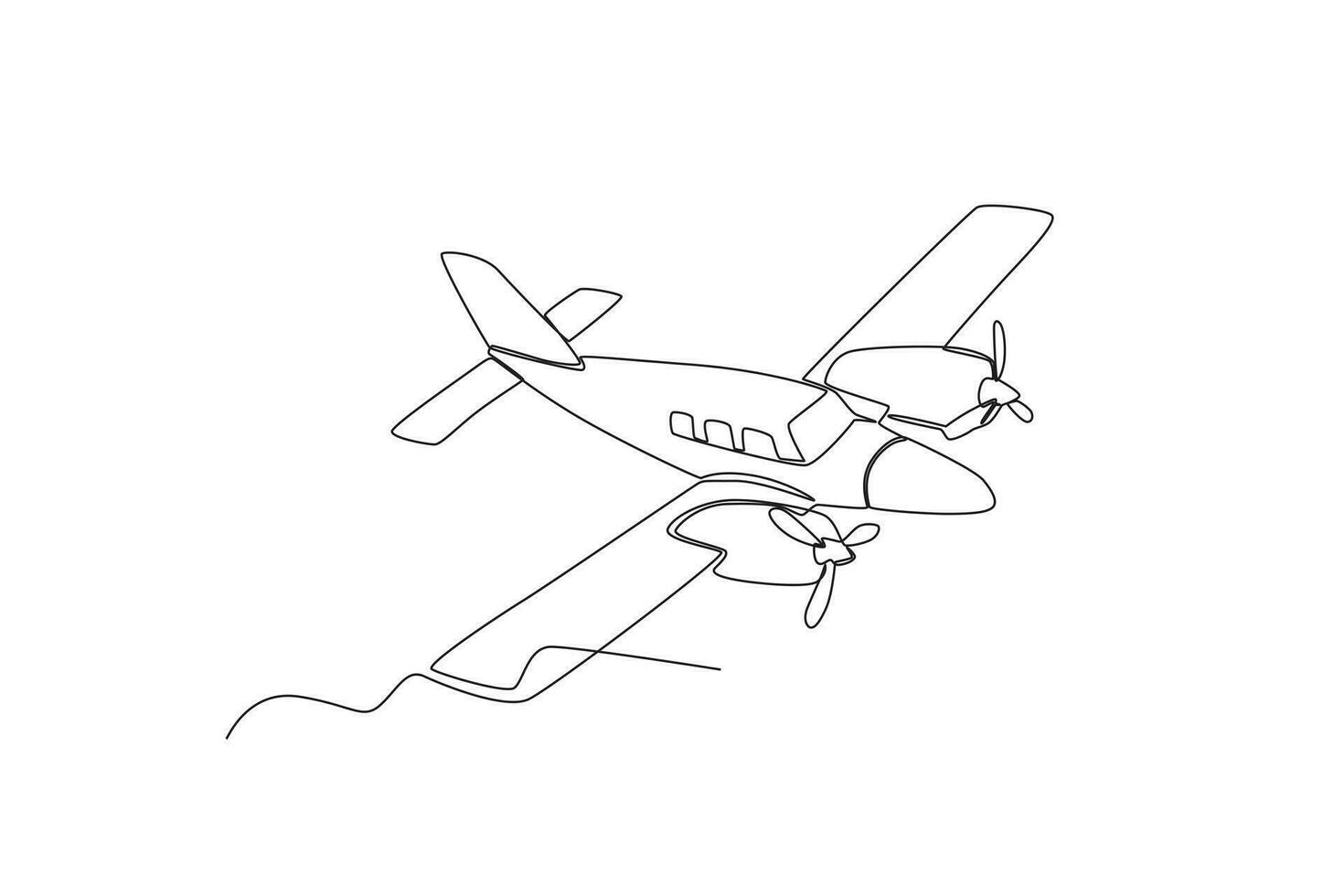 Front view of aircraft with two propellers vector