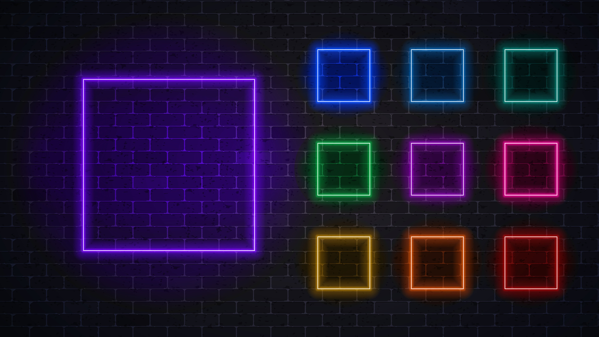 Set of neon frames. Colorful neon squares. Vector illustration 26569666