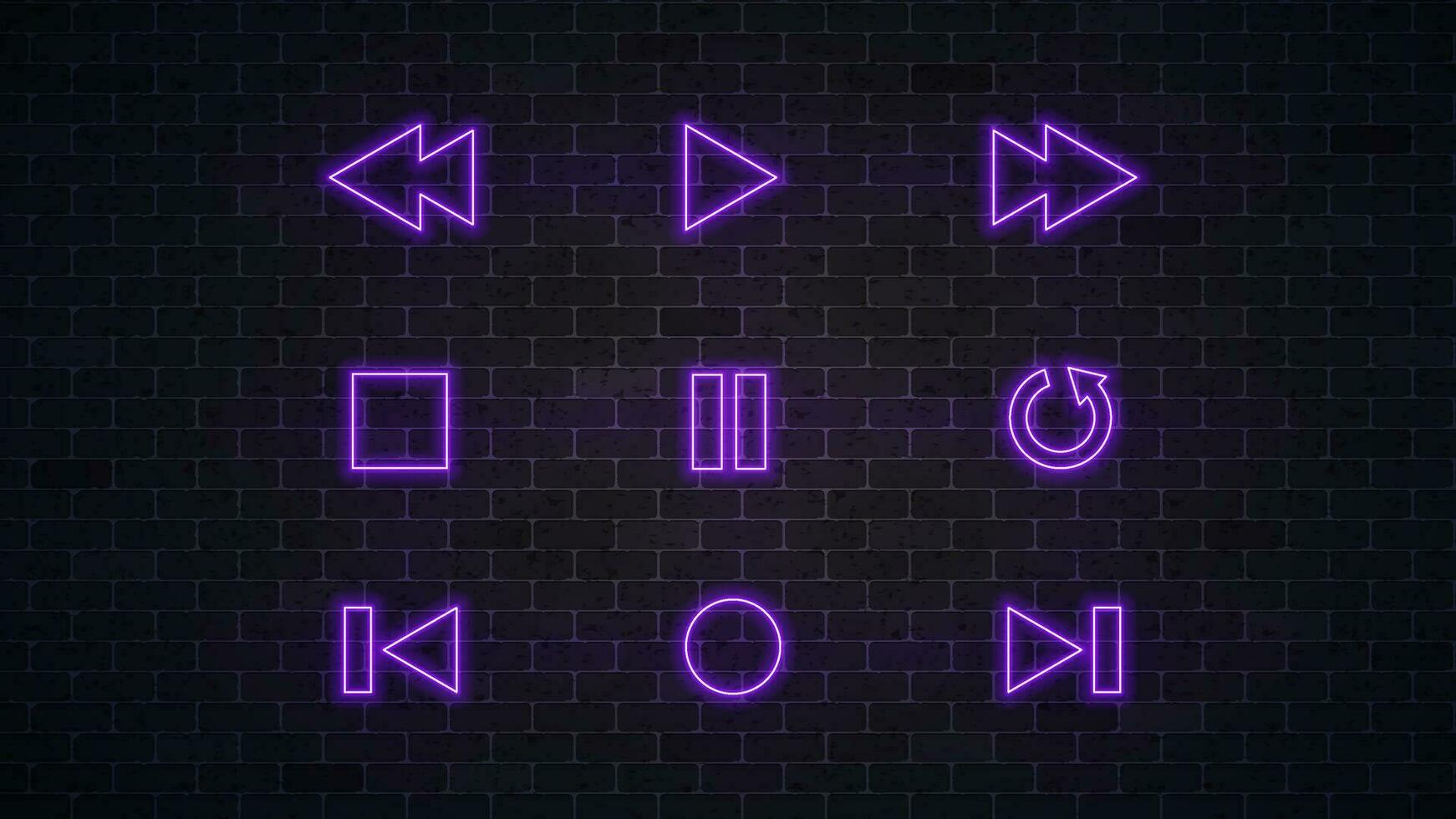 Multi media glowing neon icon set vector
