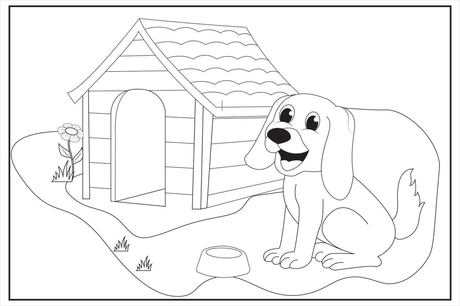 Cute Puppy coloring pages,Dog coloring pages, Animal Coloring page for kids vector