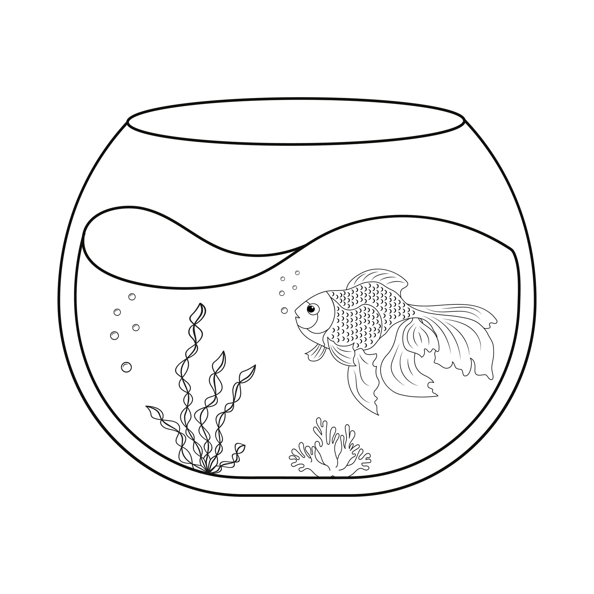 Fish In Aquarium Veiltail Coloring Page In Bowl Simple Illustration fish-in-aquarium-veiltail-coloring-page-in-bowl-simple-illustration