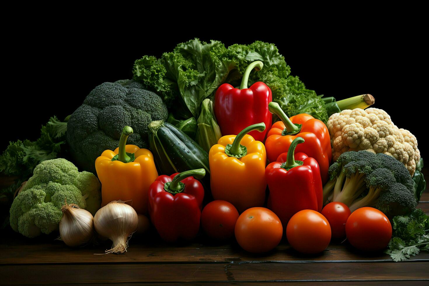 Collection mix fresh vegetables and fruits for a salad. Healthy diet concept and vegetables food by AI Generated photo