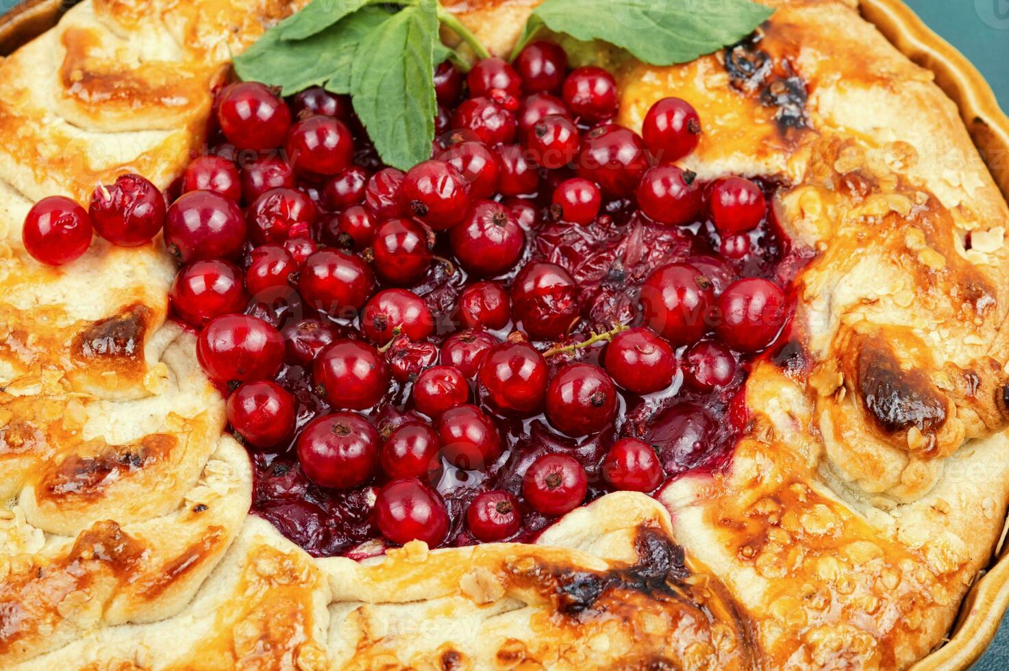 Open summer pie with berries. photo