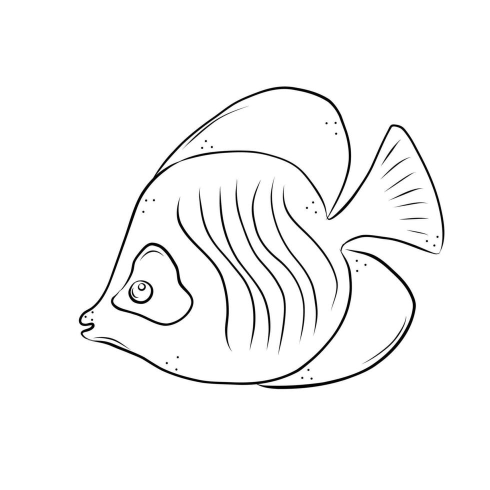 Fish Angel Vector Illustration in Doodle Style