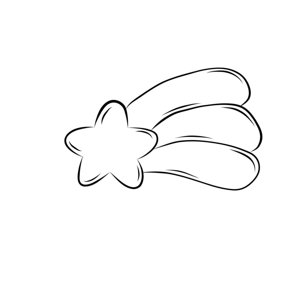 Shooting Star Simple Vector Illustration in Doodle Style