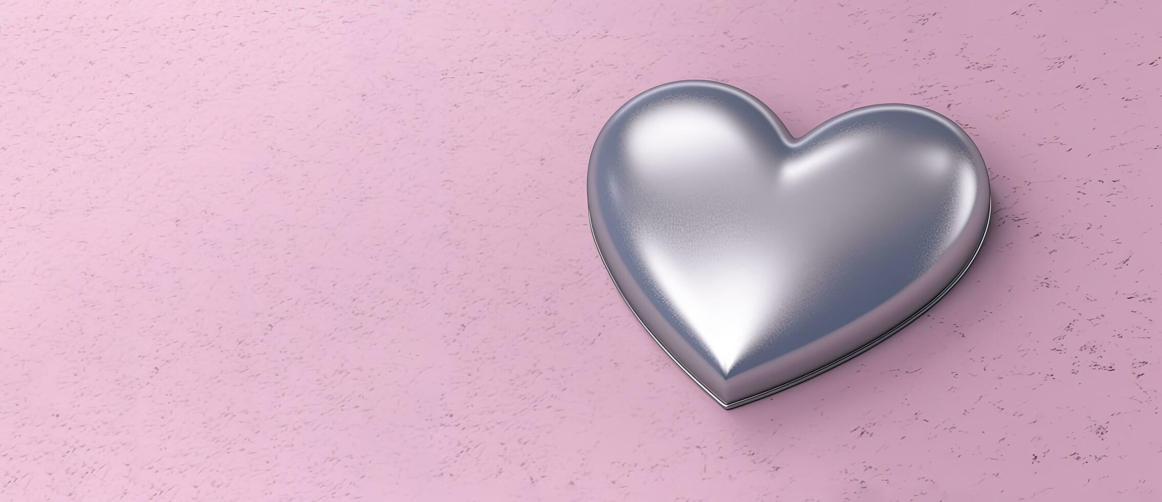 3d silver metallic heart with copy space background photo